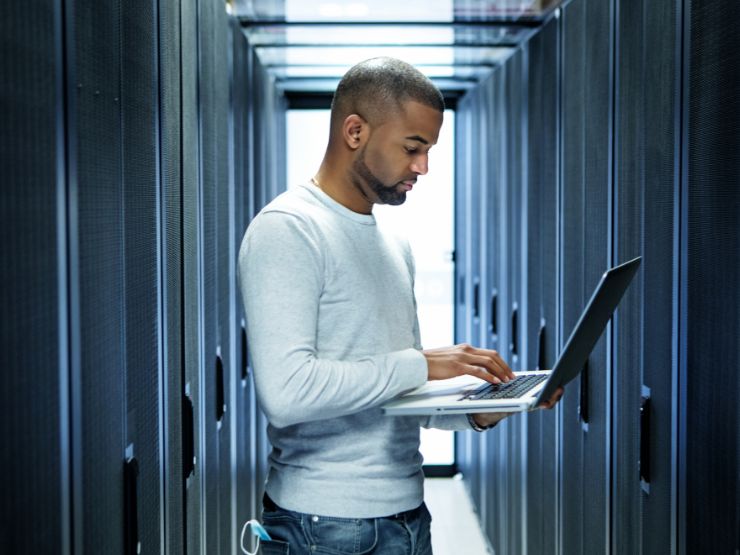 Man looking at a laptop